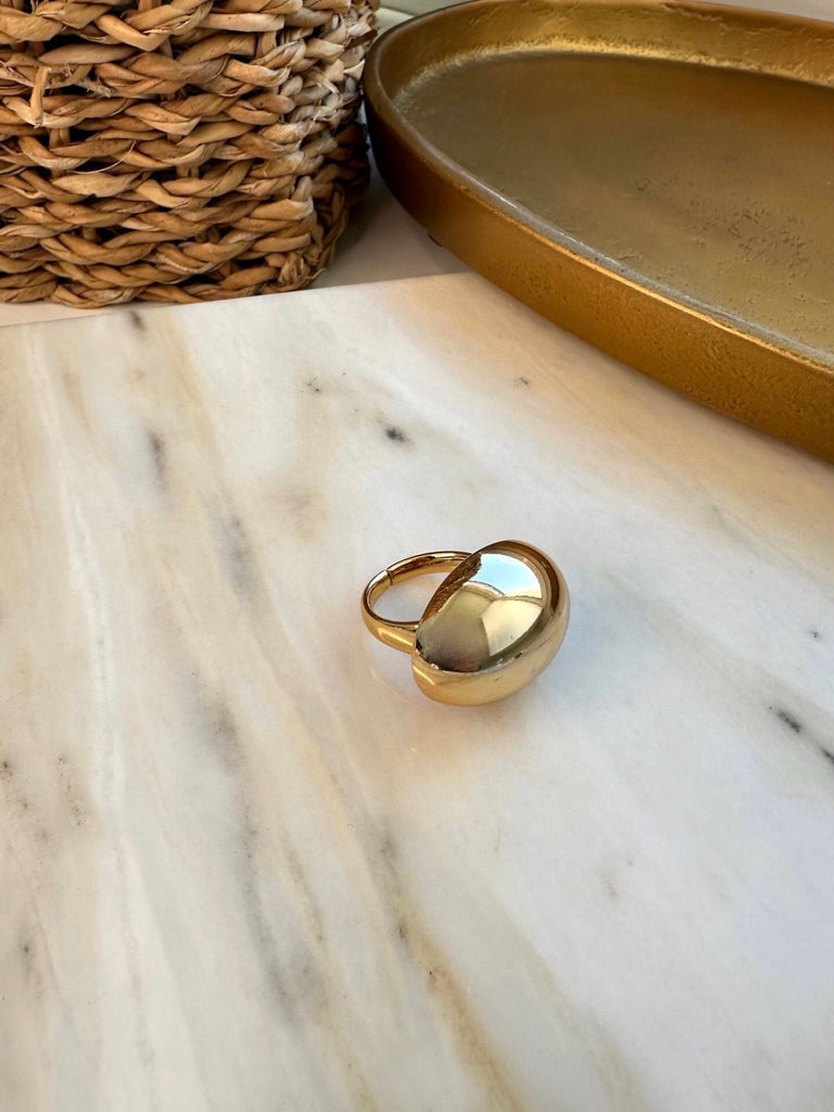 Anel Oval Em Banho Ouro nº18