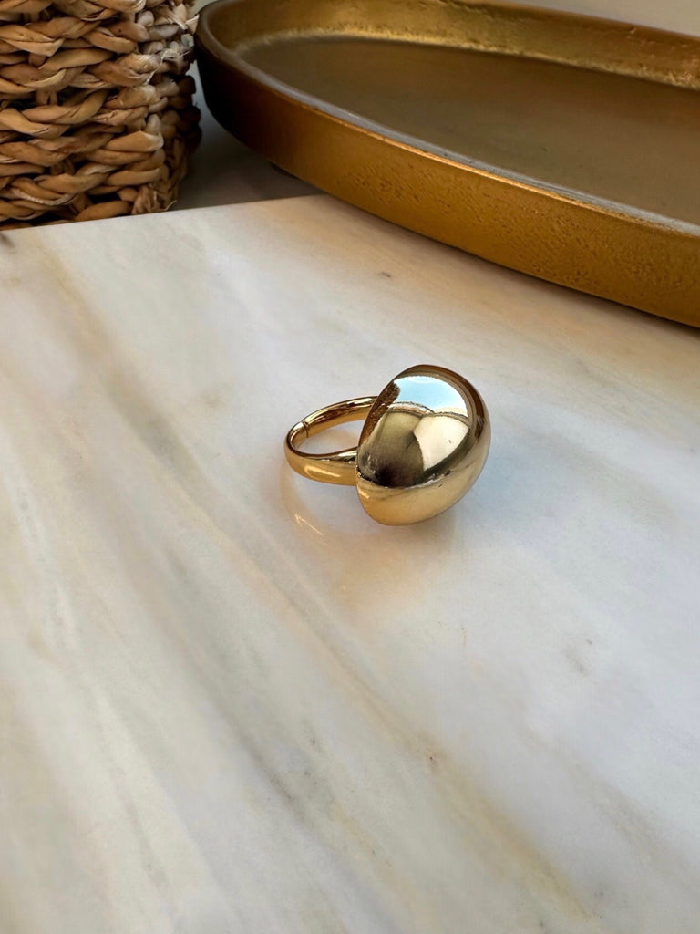 Anel Oval Em Banho Ouro nº18