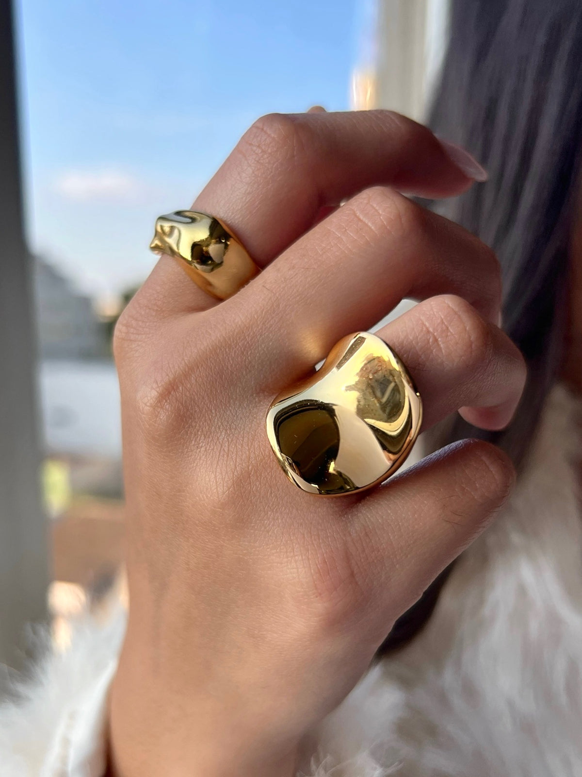 Anel Martelado Banho Ouro 18k