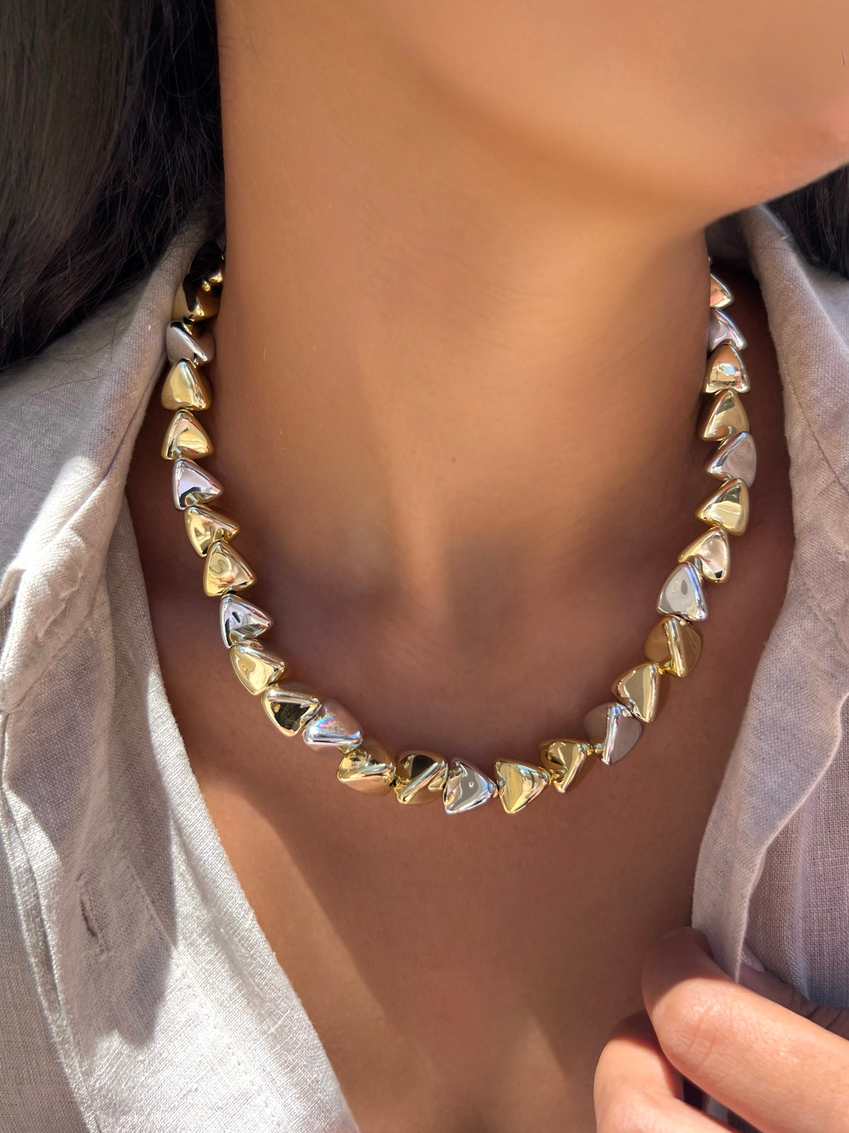 Colar Triângulo Duo Banho 45cm