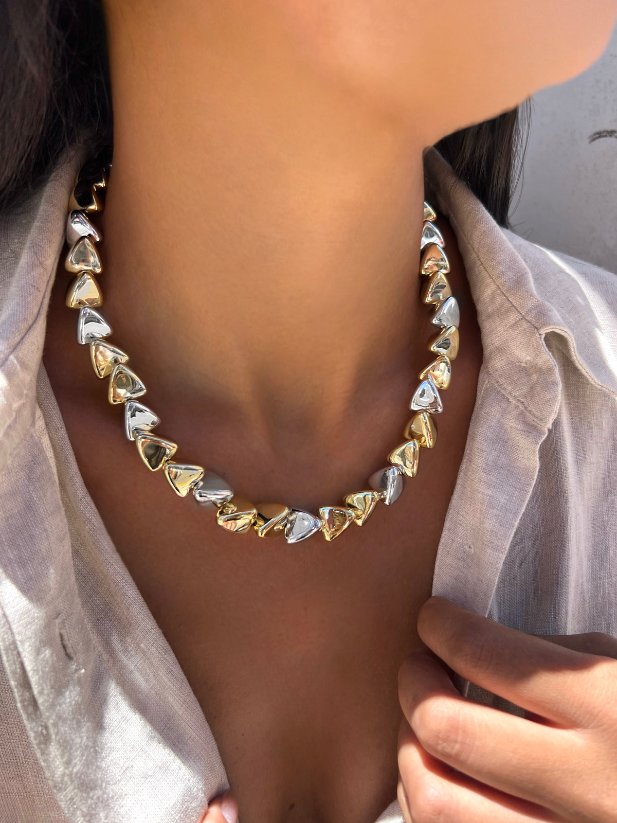 Colar Triângulo Duo Banho 45cm