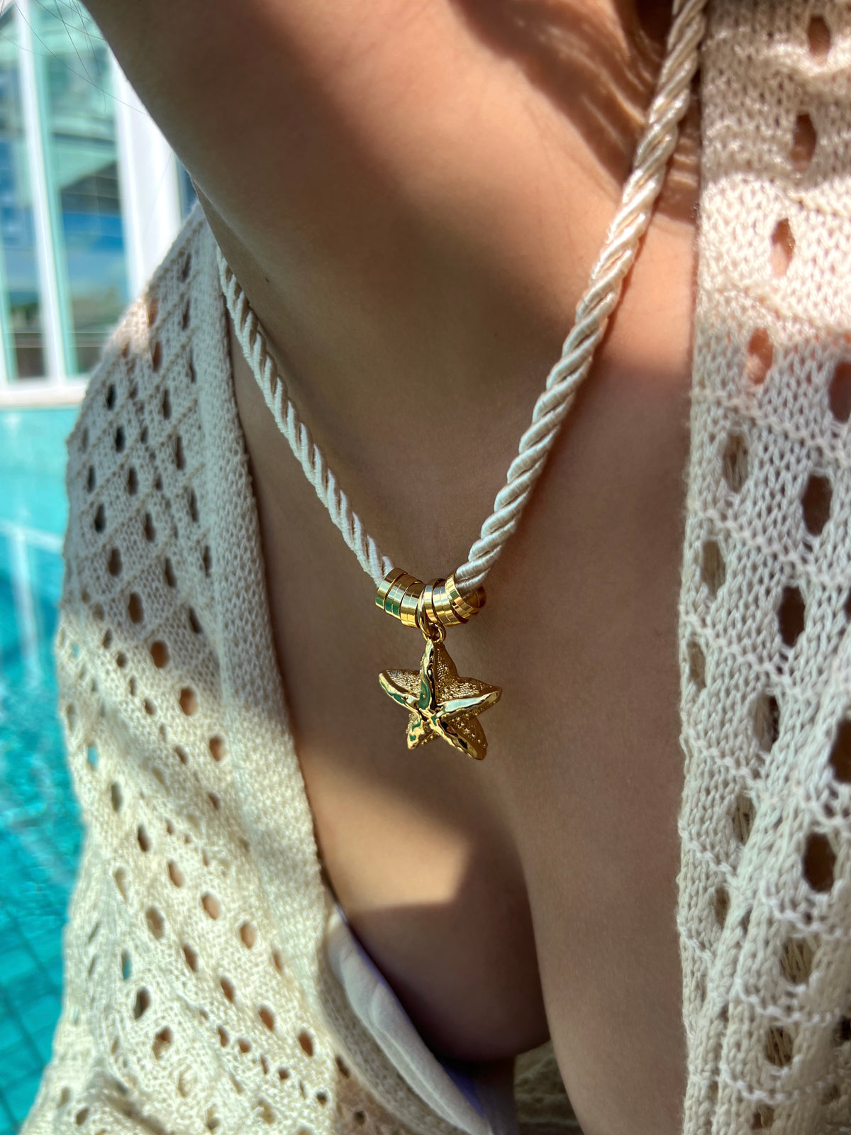 Colar Linha Mar Cordão e Pingente Estrela 45cm