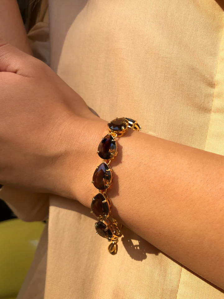 Pulseira Riviera Gotas Cor Marrom E Fecho Bóia 18cm