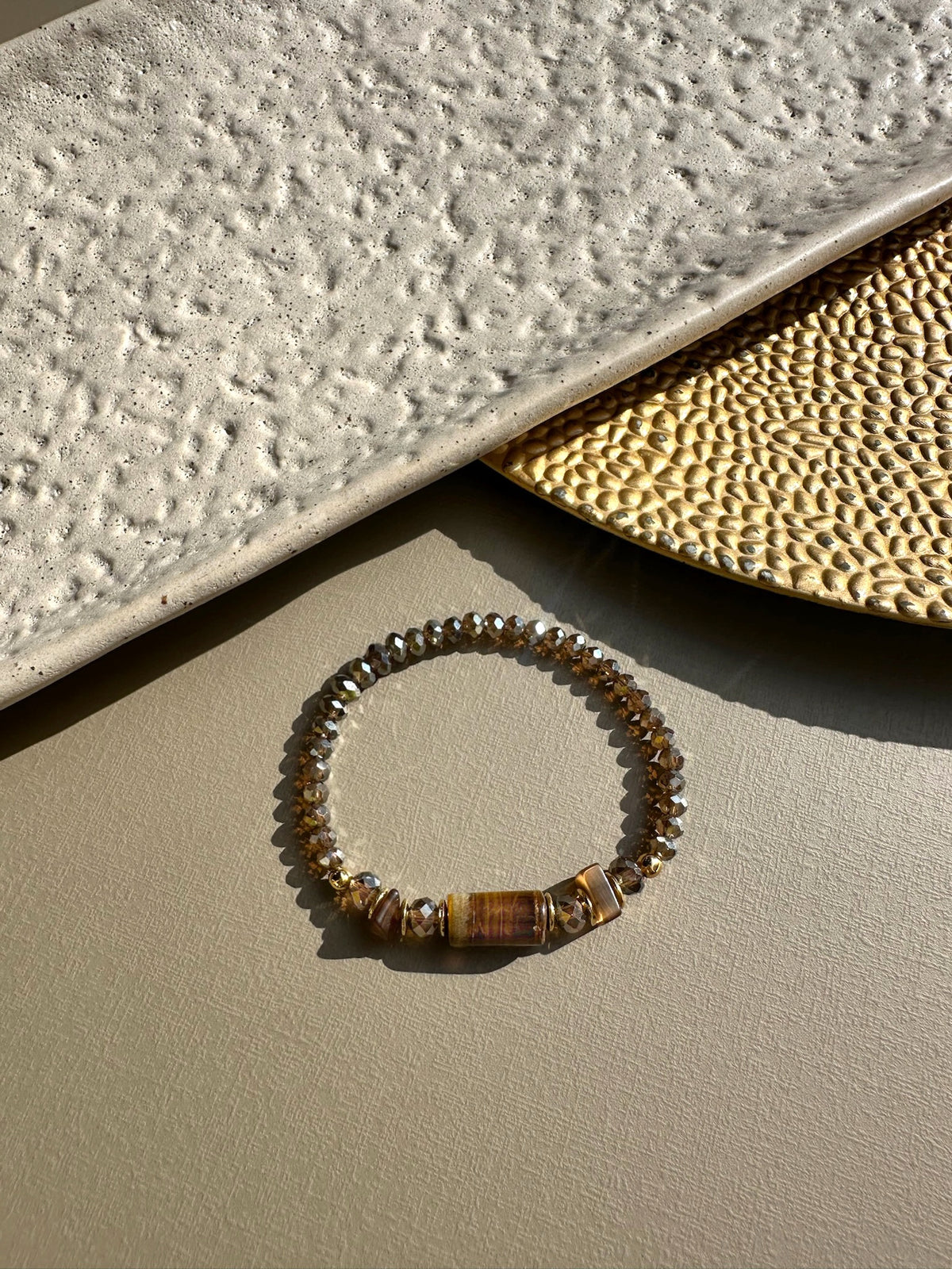 Pulseira Pedra Natural Ágata Marrom 17cm