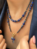 Mix De Colares Cristais Cor Montana e Pedras Naturais Lapis Lazuli