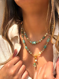 Mix De Dois Colares Natalia Com Pedra Natural Amazonita