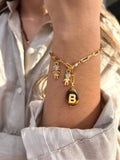 Pulseira Pins Removíveis Com Inicial E Olho De Tigre 19,5cm