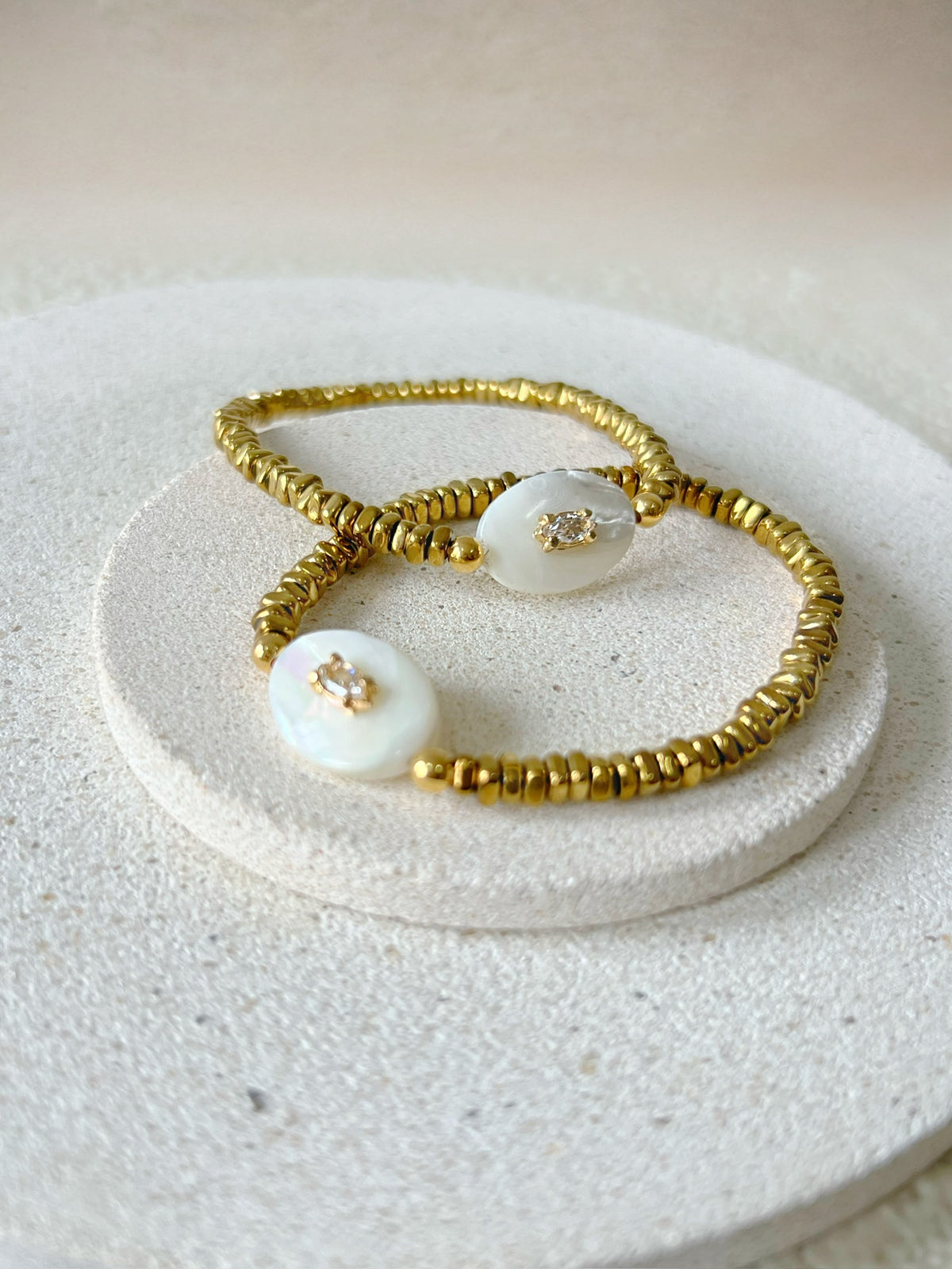 Pulseira Hematita Com Madrepérola 17cm