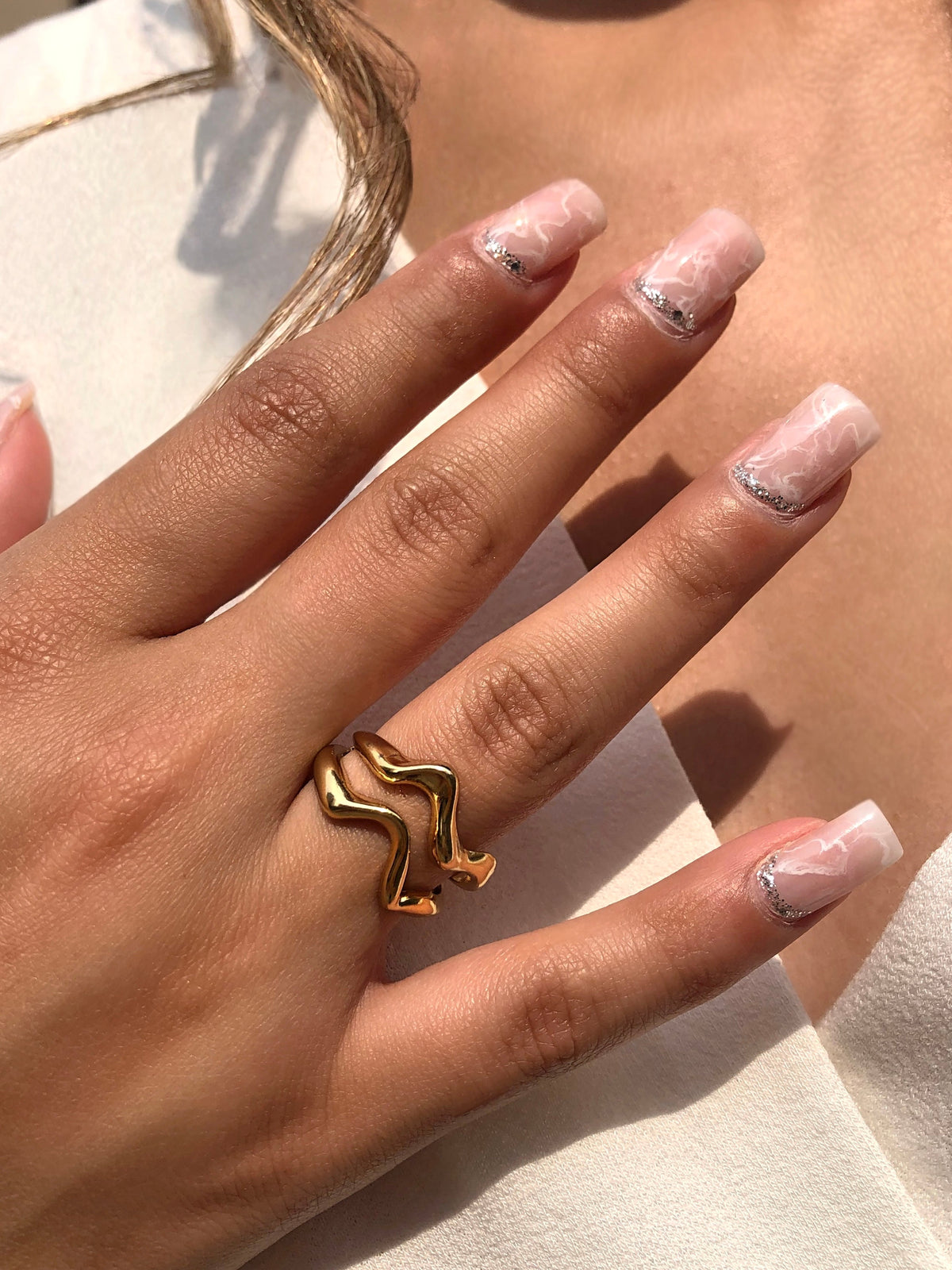 Anel Listras Banho Ouro 18k - Tiff Joias