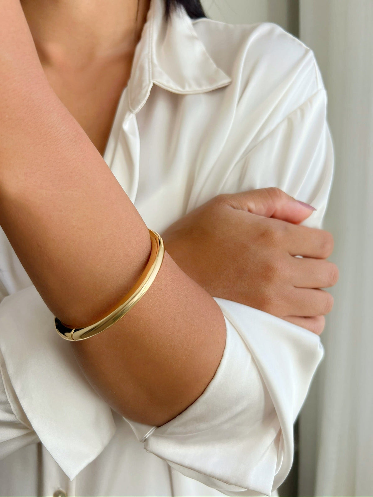Bracelete Puff Fino Banho Ouro 18k - Tiff Joias