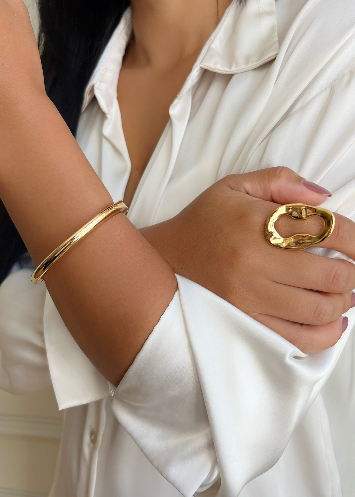 Bracelete Puff Fino Banho Ouro 18k - Tiff Joias