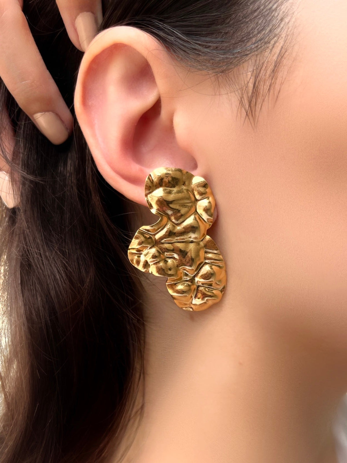 Brinco Ear Cuff Orgânico Banho Ouro 18k - Tiff Joias