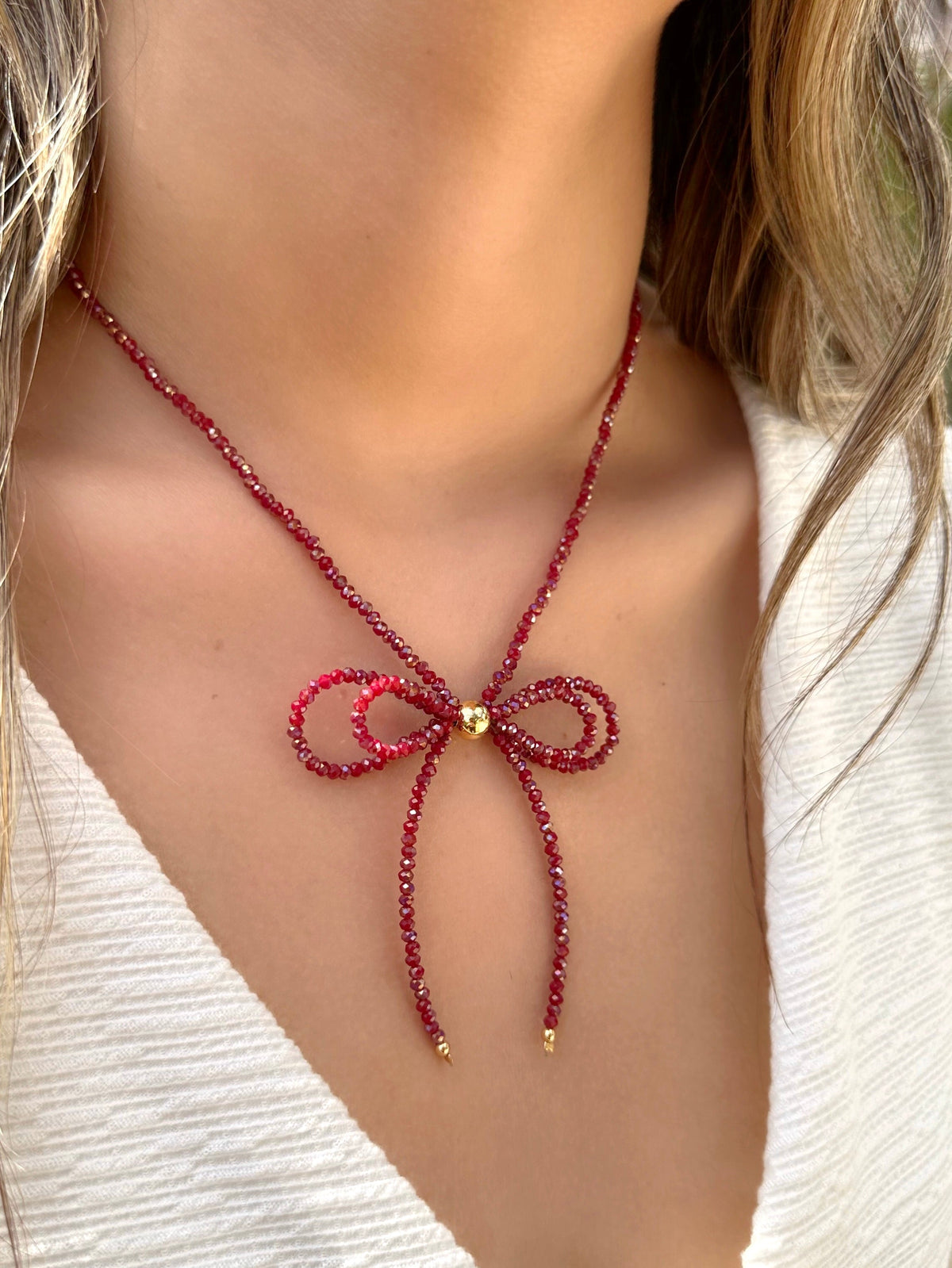 Colar Laço Vermelho Cherry 45cm - Tiff Joias