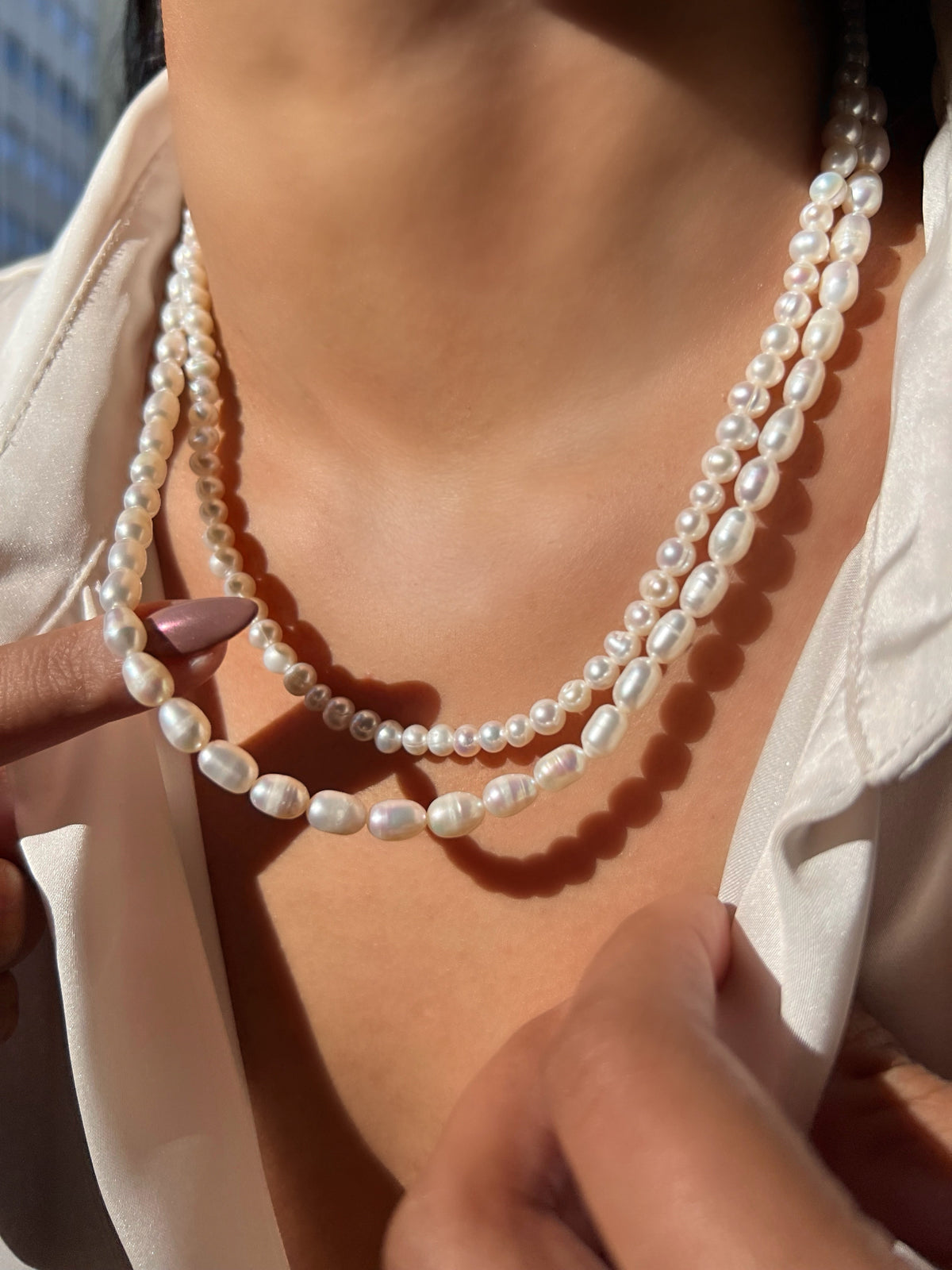 Colar Pérola Natural Água Doce Redonda 42cm - Tiff Joias