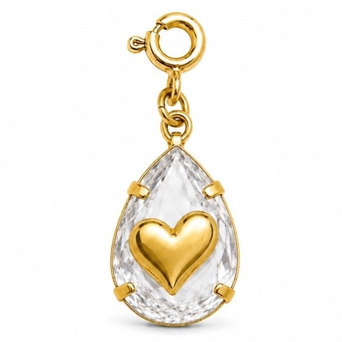 Pingente Cristal Coração Banho Ouro Com Fecho - Tiff Joias