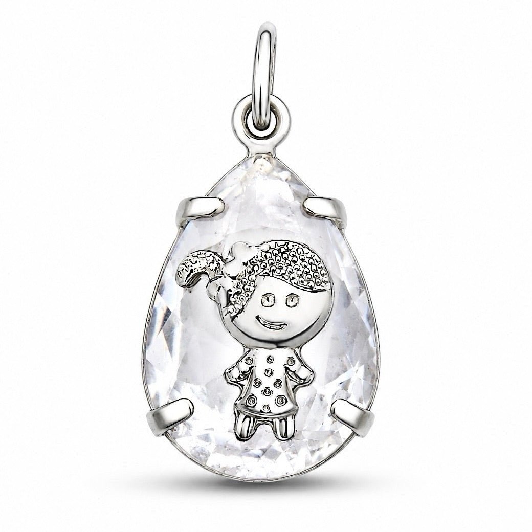 Pingente Cristal Menina Ródio* - Tiff Joias