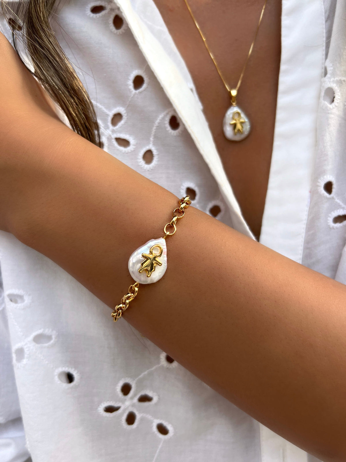 Pulseira FILHA Com Corrente Elos Portuguesa Média 16cm - Tiff Joias