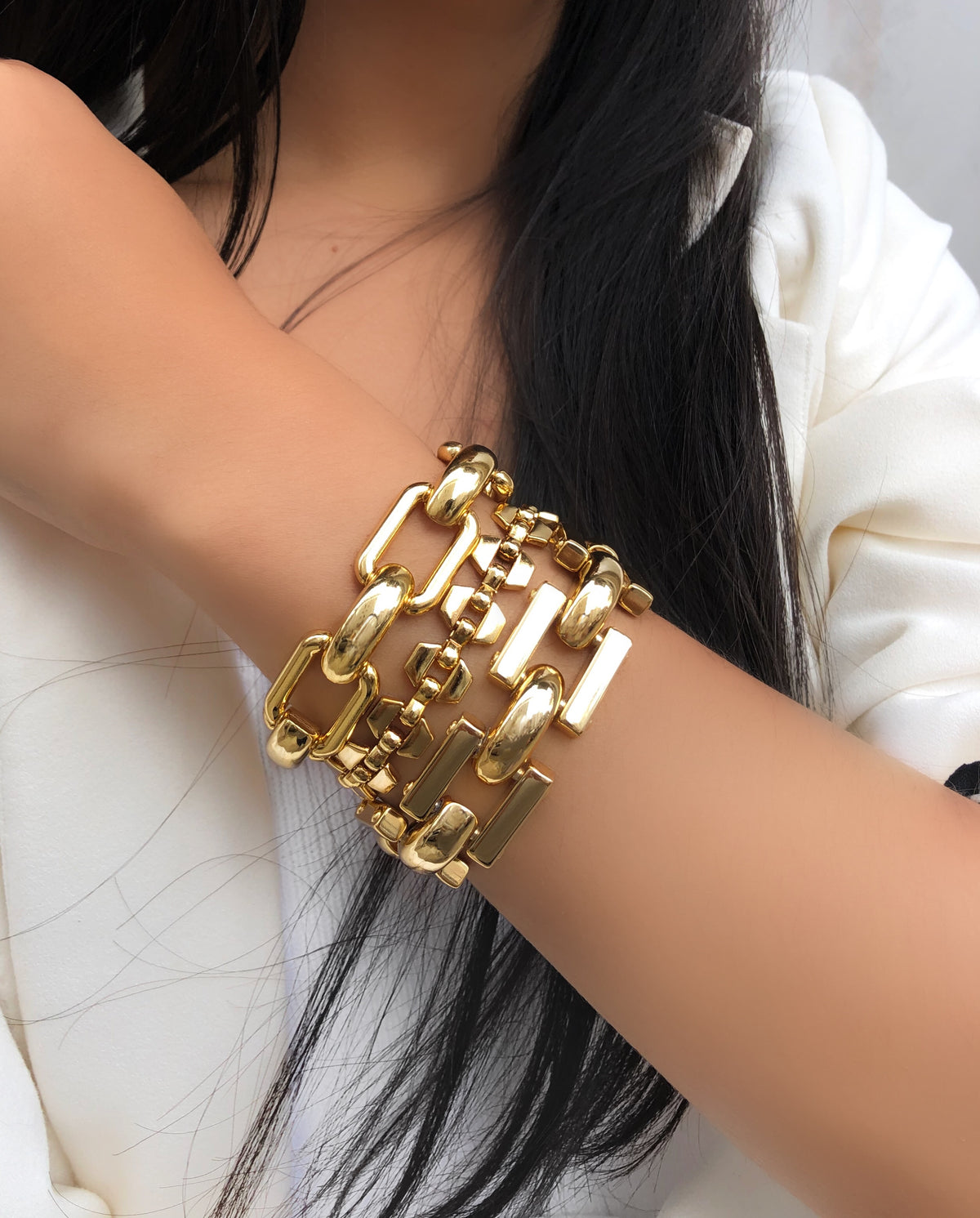 Mix De Pulseiras Corrente Elos Hexagono
