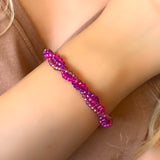 Pulseira Torcida Cristais Tons Pink Com Fecho Bóia