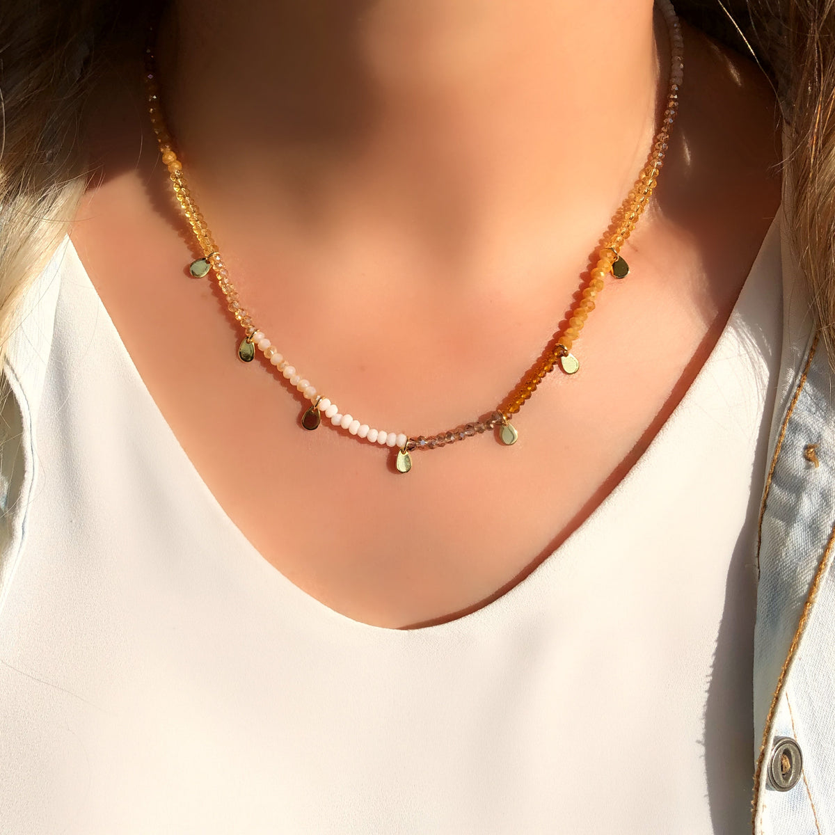 Colar Tons Nude E Mini Gotas - Tiff Joias