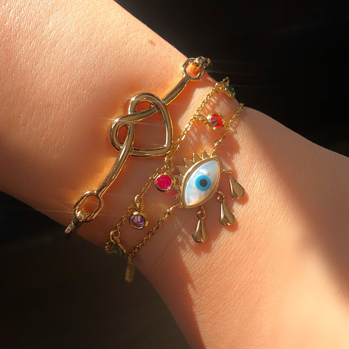 Mix de pulseiras zircônias coloridas - Tiff Joias