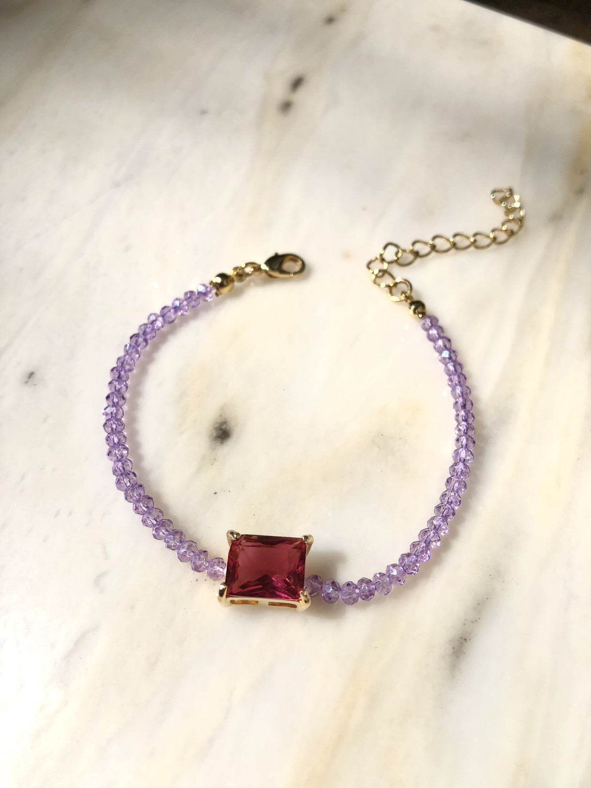 Pulseira Selena Lilás Com Baguete P Rubelita 16cm - Tiff Joias