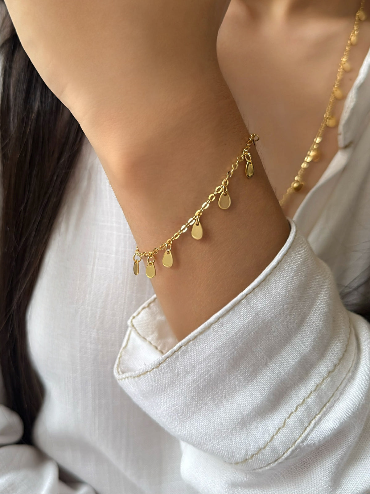 Pulseira Corrente Com Mini Gotas 16cm
