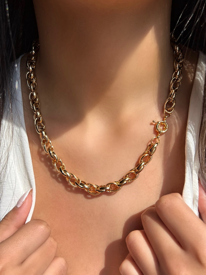 Colar Corrente Torcida E Fecho Bóia 50cm