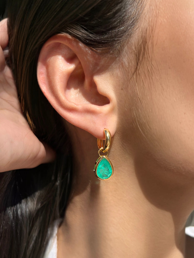 Brinco Argola Com Gota Fusion Cor Verde Paraíba