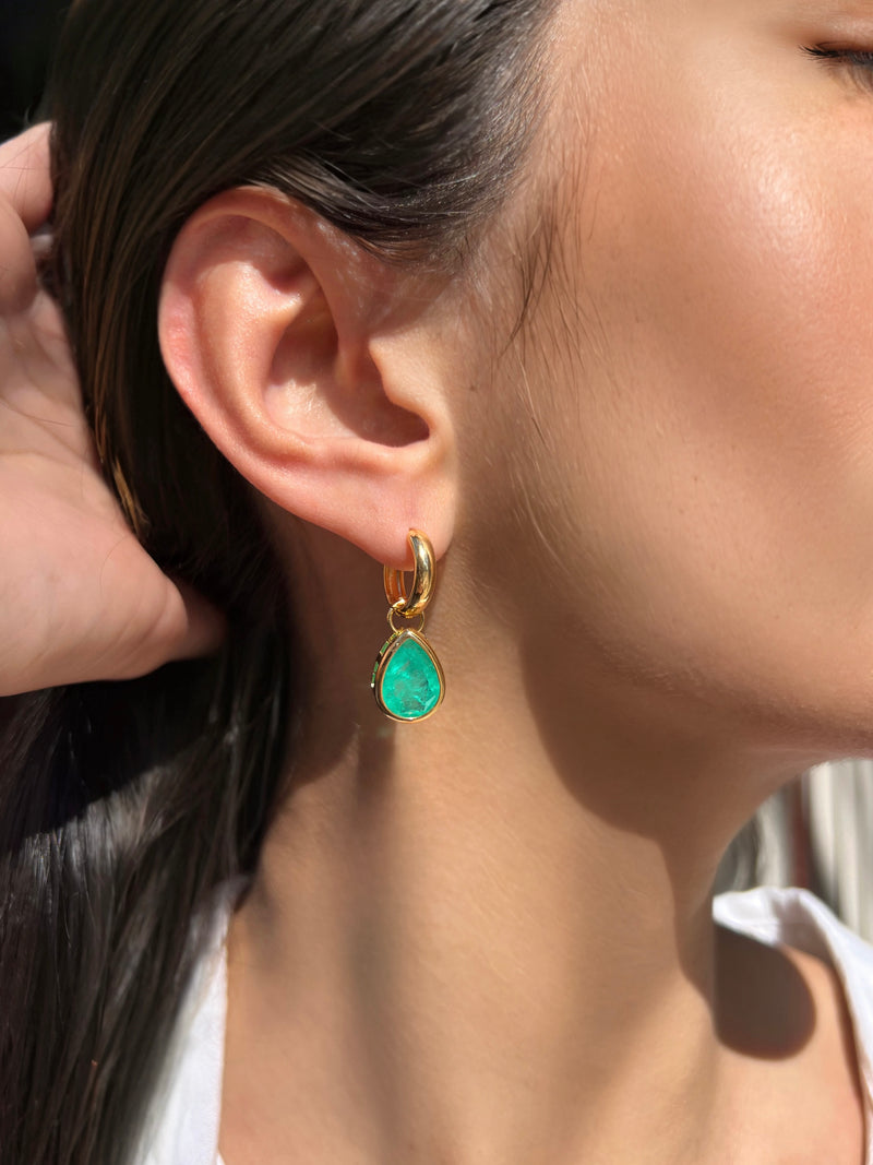 Brinco Argola Com Gota Fusion Cor Verde Paraíba