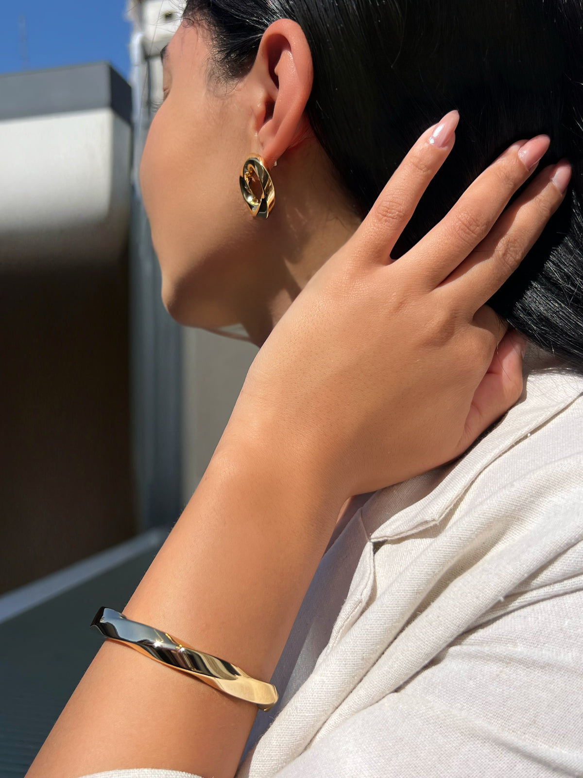 Conjunto De Brinco e Bracelete Orgânico Torcido