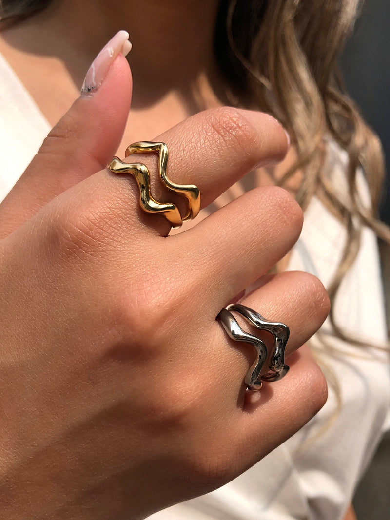 Anel Listras Ródio Branco