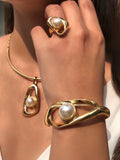 Bracelete Banho Ouro Com Pérola 17cm