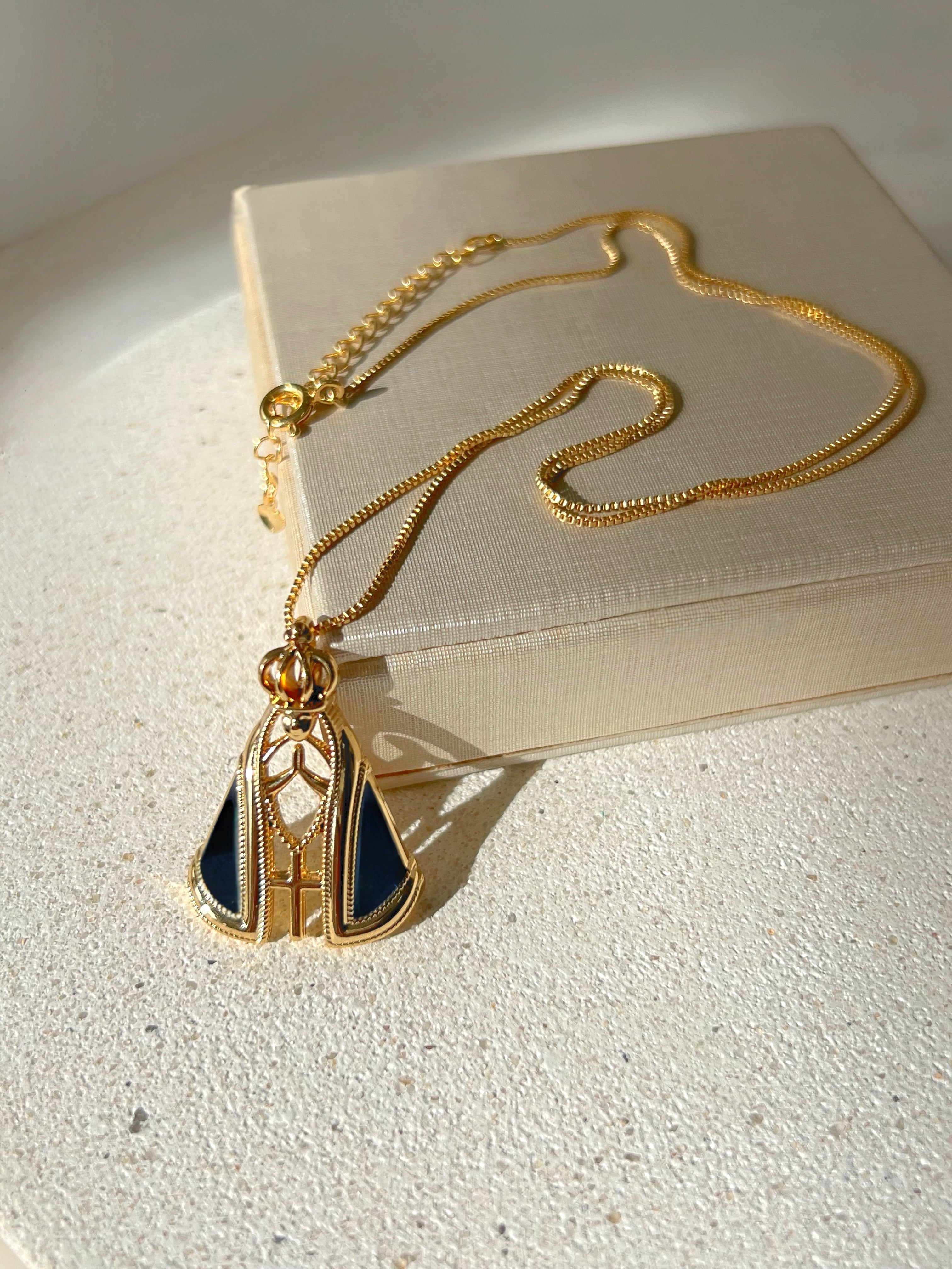 Colar Veneziana Com Pingente Nossa Senhora 45cm
