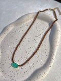 Colar Cristais Marrom Com Gota Oval Verde Paraíba