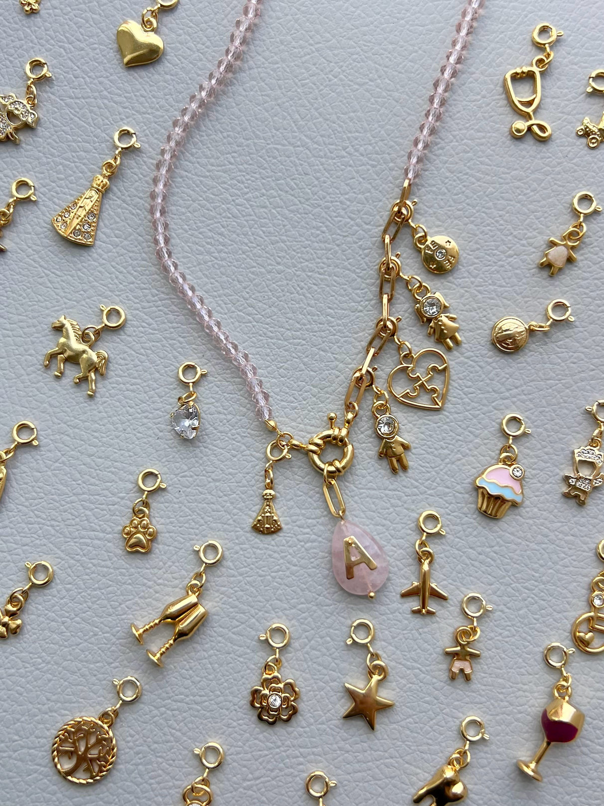 Colar Quartzo Rosa Com Pins Removíveis 50cm
