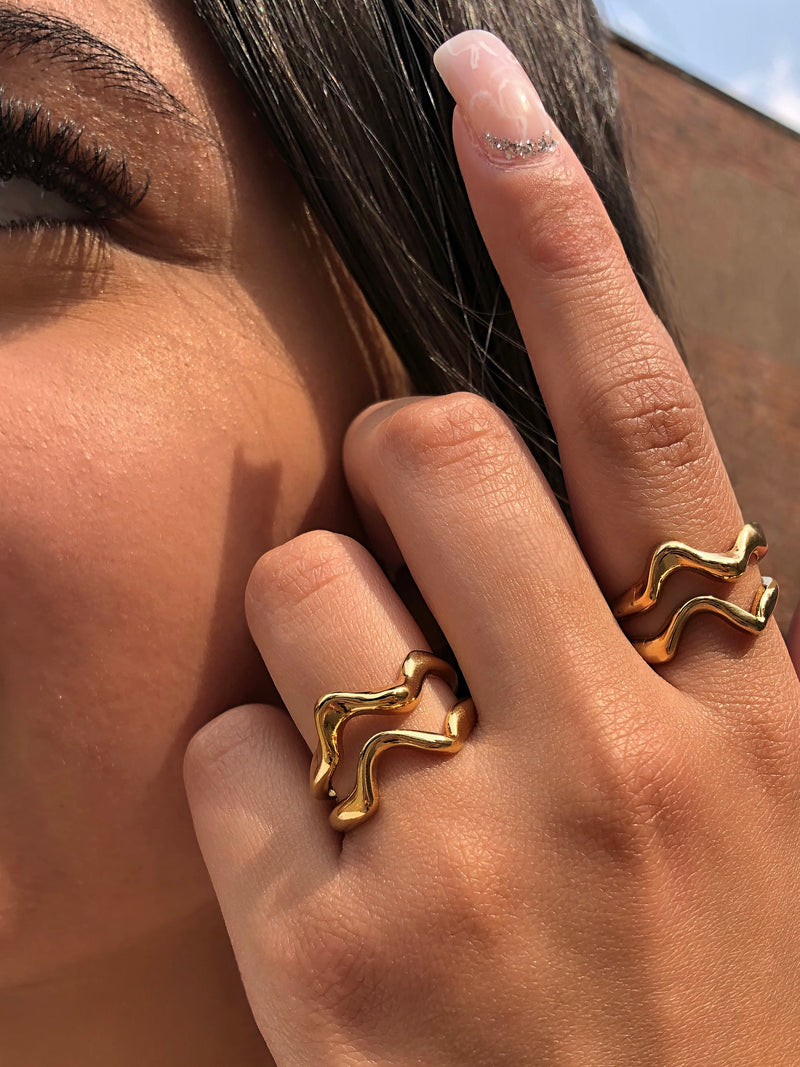 Anel Listras Banho Ouro 18k