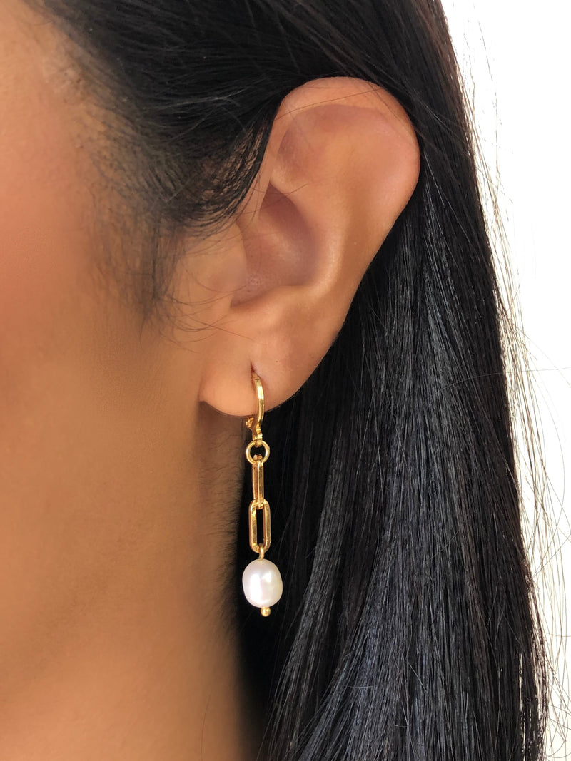 Par De Argolas Elos E Perola