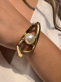 Bracelete Banho Ouro Com Pérola 17cm
