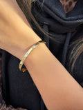 Bracelete Fino Parafuso Em Banho Ouro 17cm