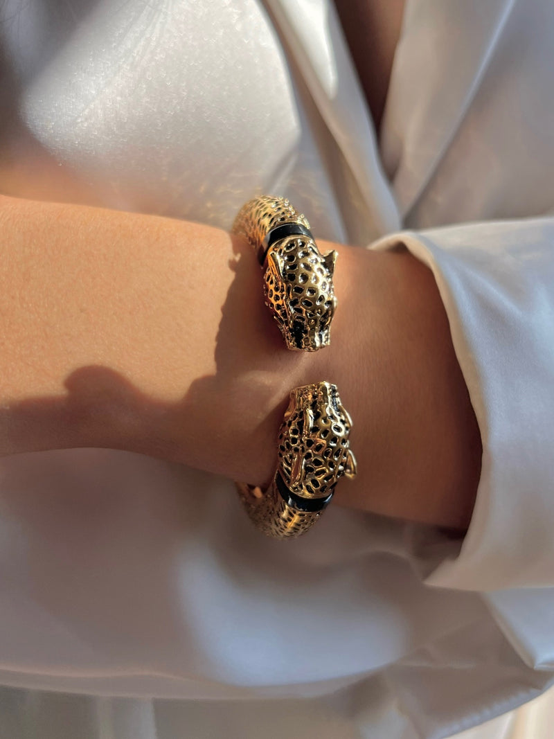 Bracelete Onça Banho Ouro 18k