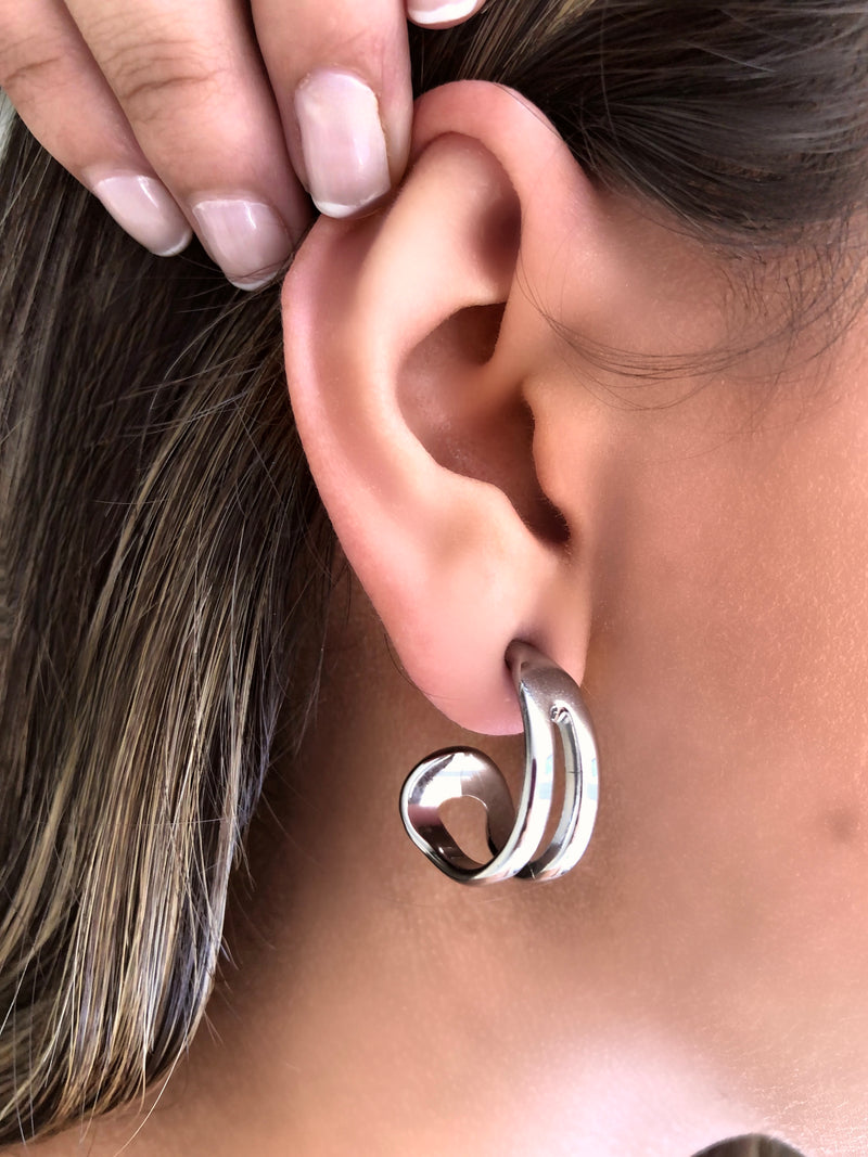 Brinco Cecília Em Ródio Branco