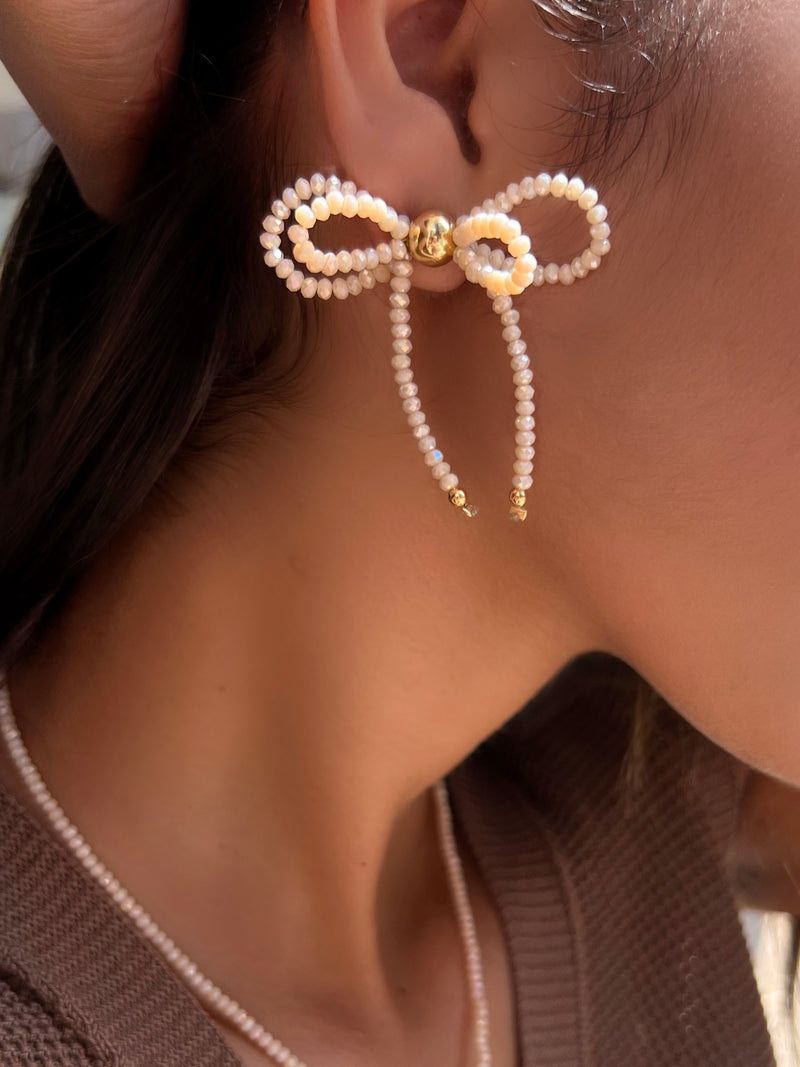 Par de Brincos Mini Laço Duplo Nude