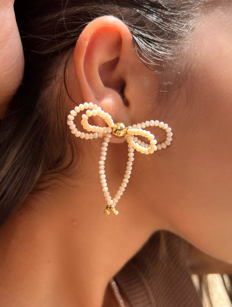 Par de Brincos Mini Laço Duplo Nude