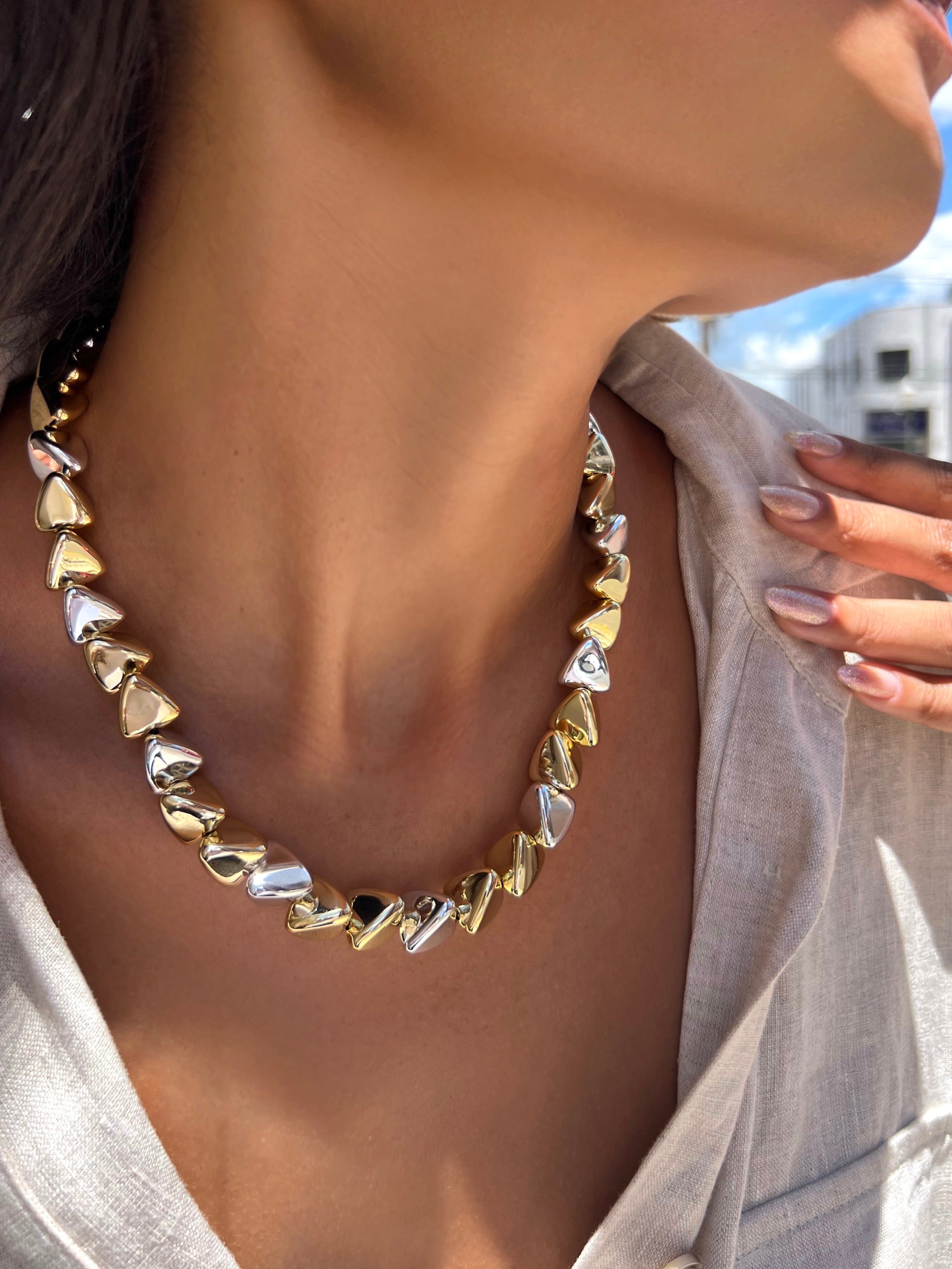 Colar Triângulo Duo Banho 45cm