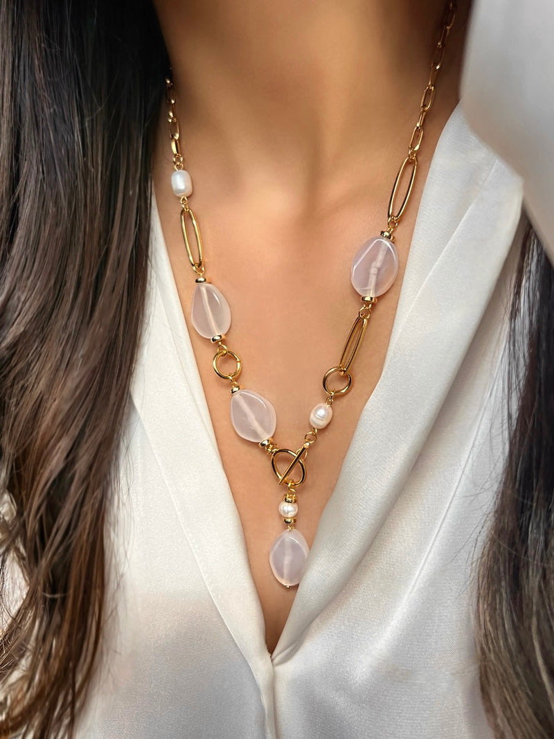 Colar Pedra Àgata Branca Longo 55cm