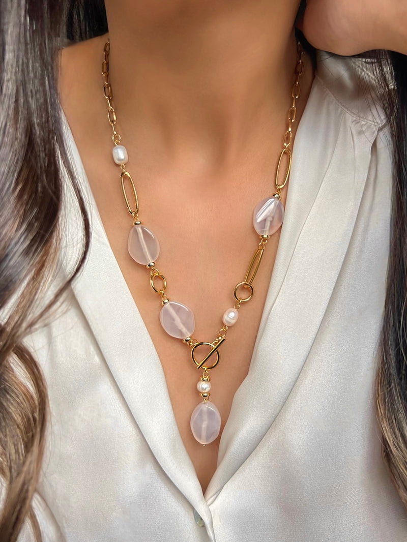 Colar Pedra Àgata Branca Longo 55cm