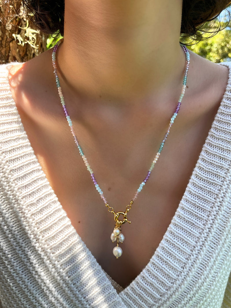 Colar Cachos de Pérola Algodão Doce 55cm