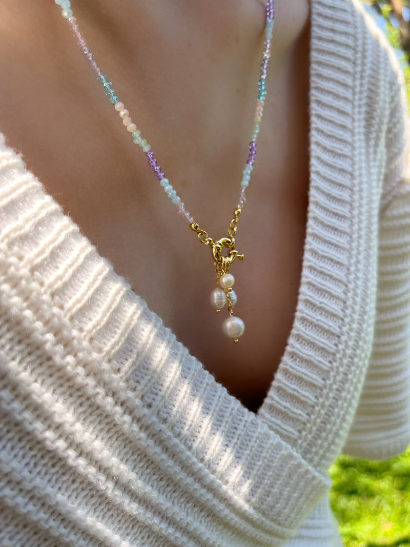 Colar Cachos de Pérola Algodão Doce 55cm