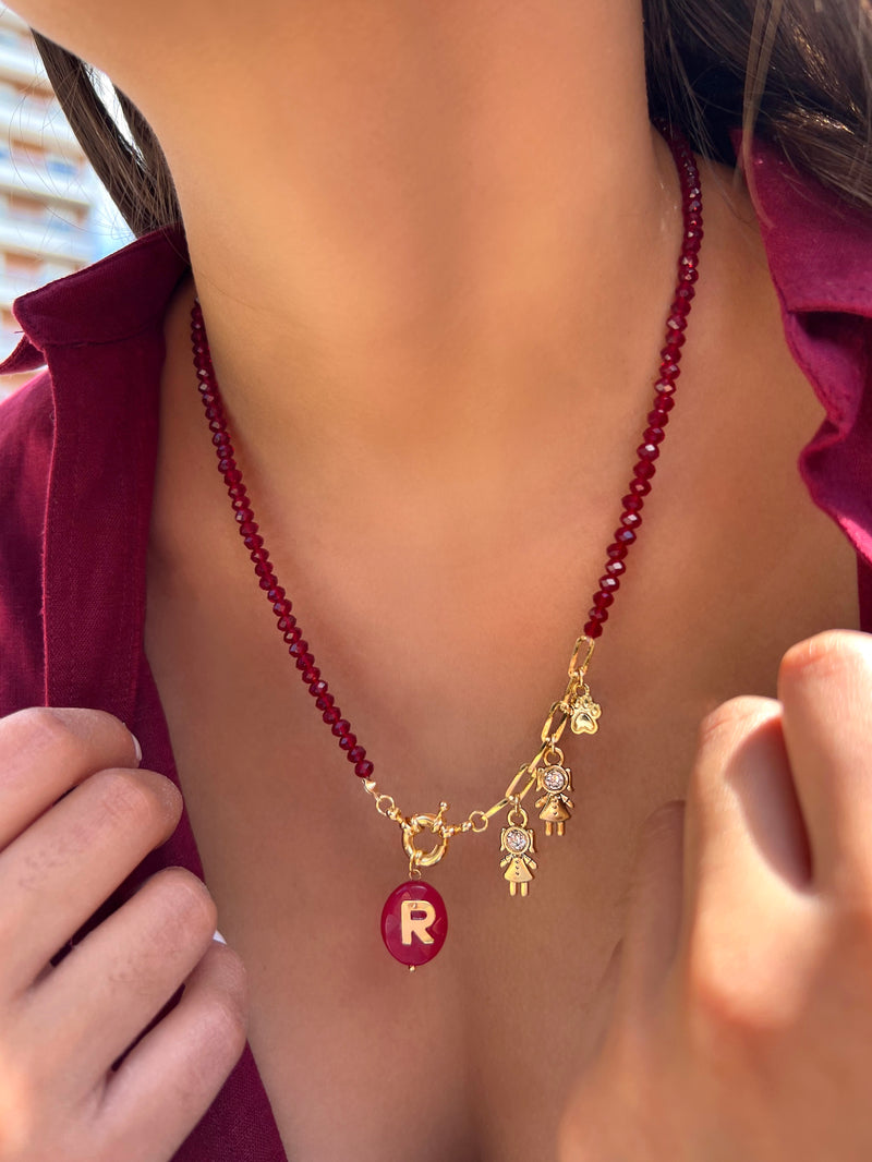 Colar Pins Removíveis Com Inicial Jade Rubi 50cm